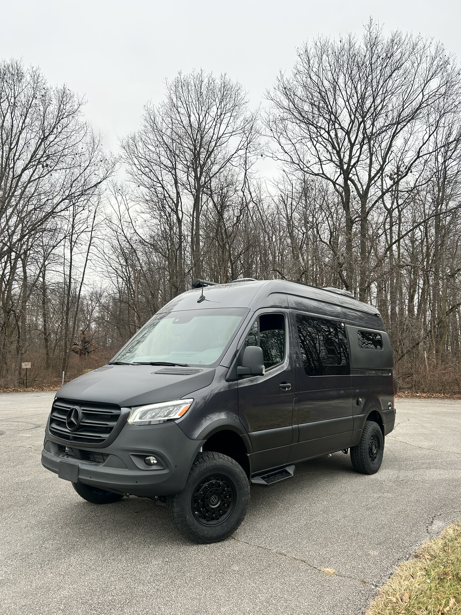 Black 2023 Mercedes Sprinter 144 High Roof.