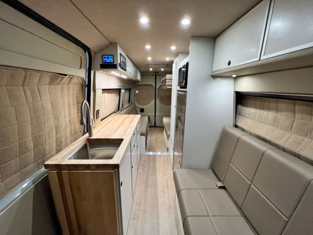 Interior of a converted van.