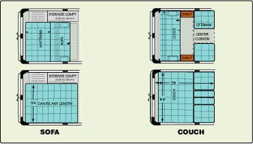 Floor plans with sofa and couch.